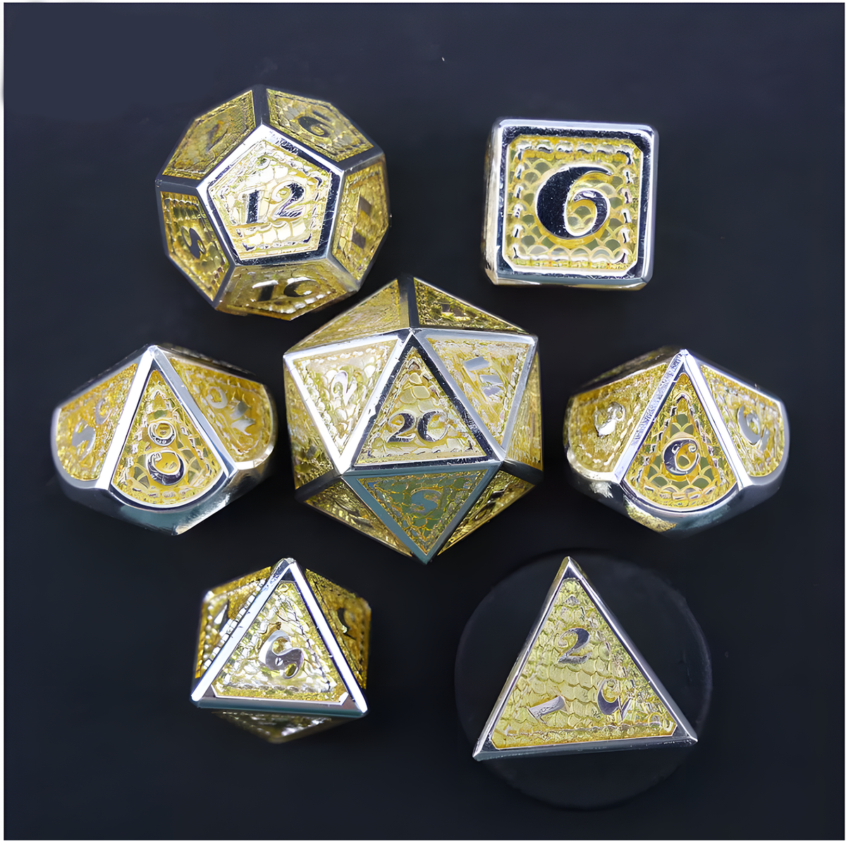 Metal Polyhedral Dice Set of 7