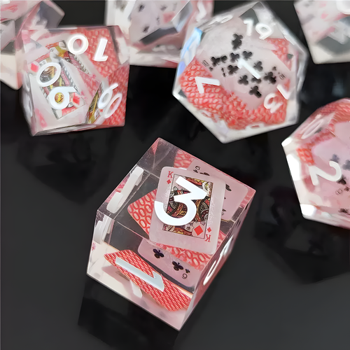 Embedded Playing Card Dice Set of 7