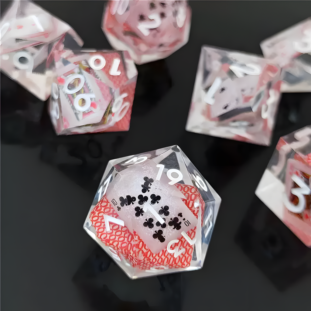 Embedded Playing Card Dice Set of 7