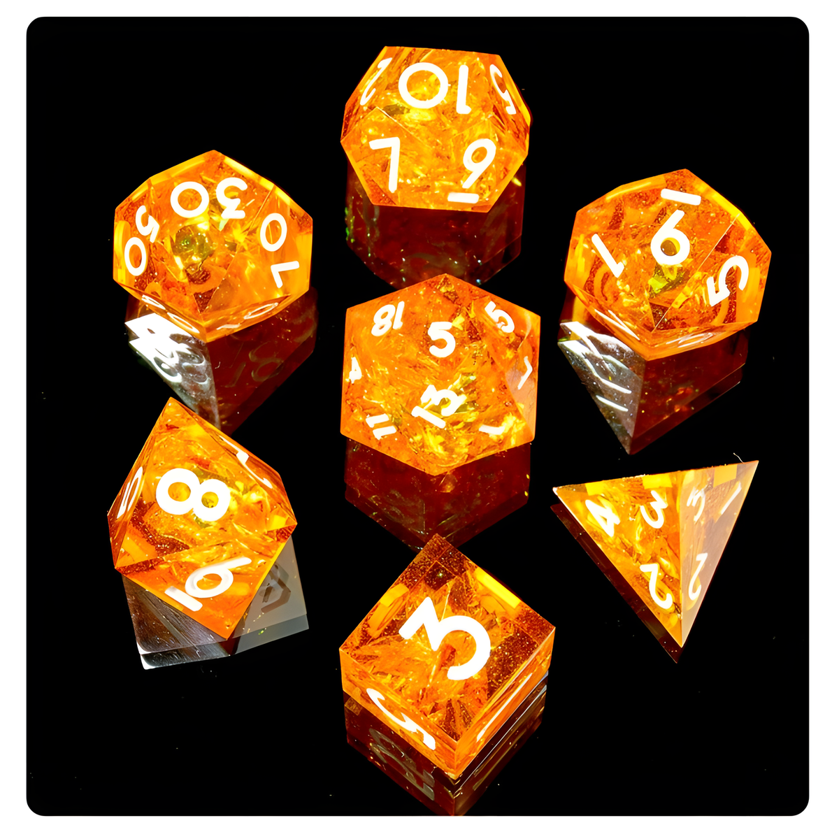 Fluorescent Orange Dice Set of 7